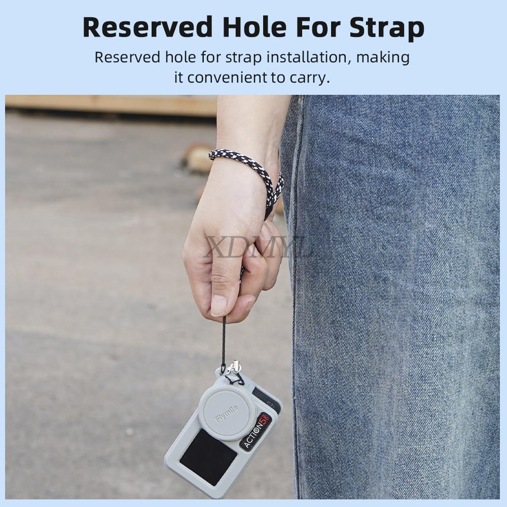 Silicone Protective Case Anti-Lost Lanyard For DJI Action 5 Pro/Action 4/3 Lens Cap Full Protector Cover Camera Accessories