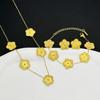 Elegant Three-Piece Necklace Set with Four-Leaf Clover Design