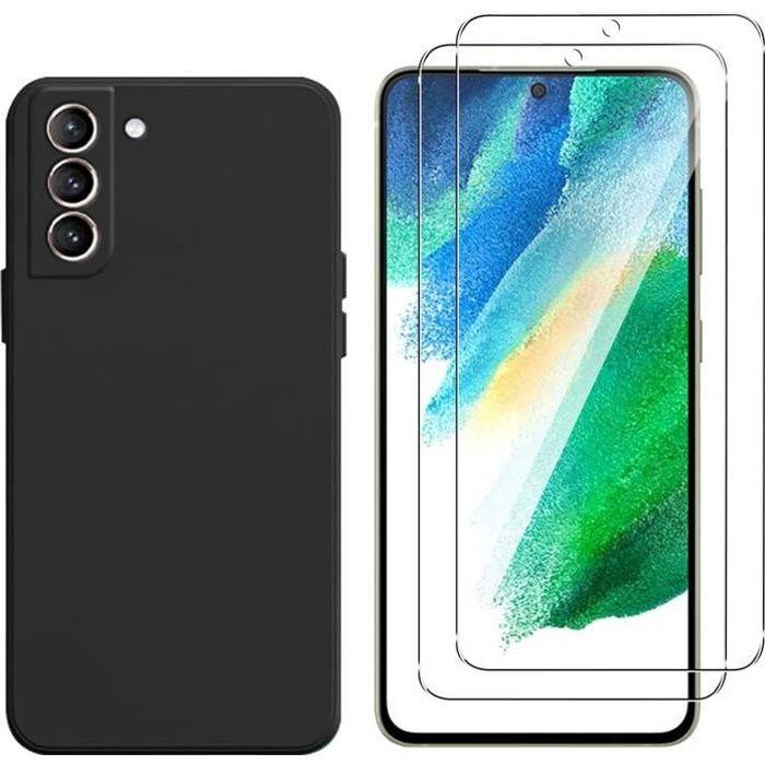 Coque - Samsung - Galaxy S21 FE 5G - Souple Silicone TPU - Protection Verre Trempé - Noir
