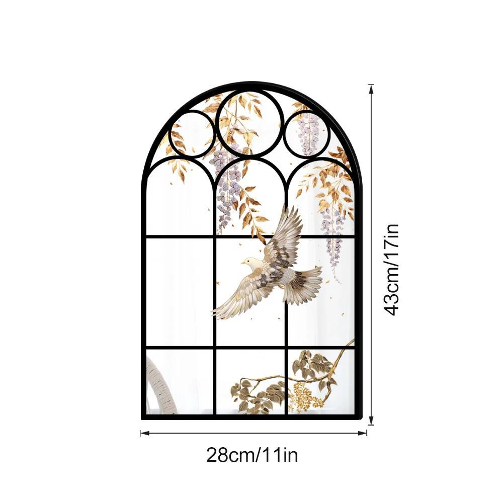 28x43cm Acrylic Arched Window Wall Mirror Wall Decorative Mirror Windowpane Arch Mirror for Bathroom Farmhouse Vanity Room Decor