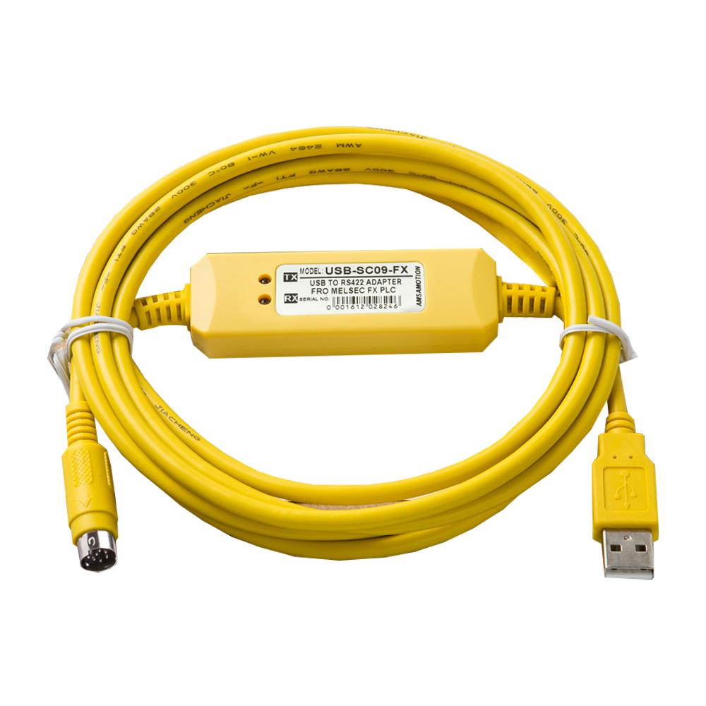 USB-SC09-FX Programming Cable For Mitsubishi MELSEC FX Series PLC USB To RS422 Adapter Data Download Line жёлтый