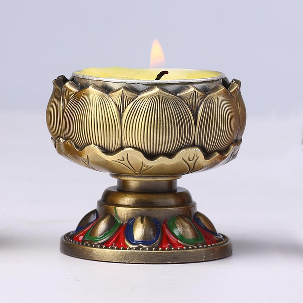Alloy Tealight Candle Holder Cup Table Centerpiece Delicate Lotus Shape Ghee Candlestick for