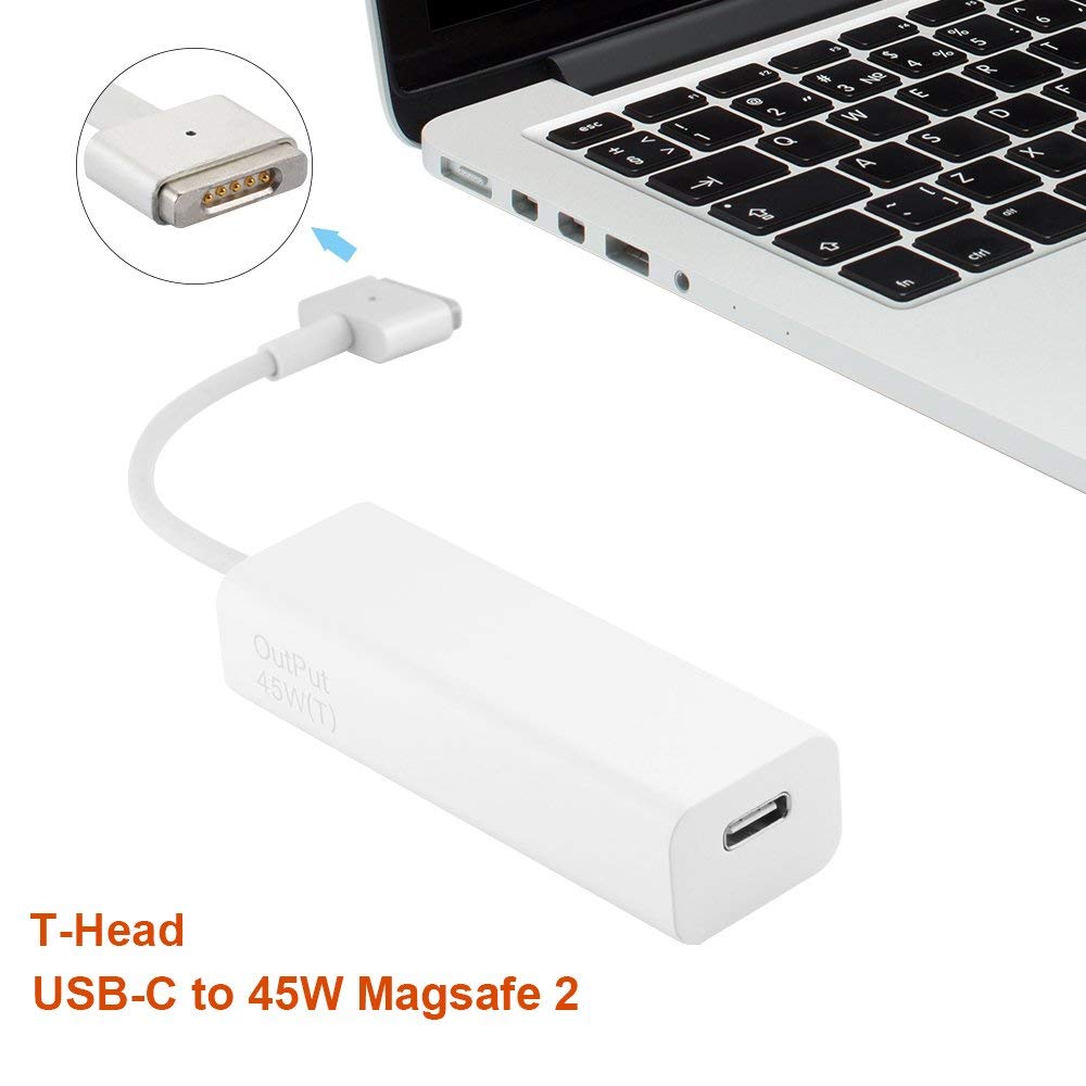 Type-C To 45W Compatible with MagSafe 2 T-Tip Charging Adapter Converter Support 87W/61W Power Adapter