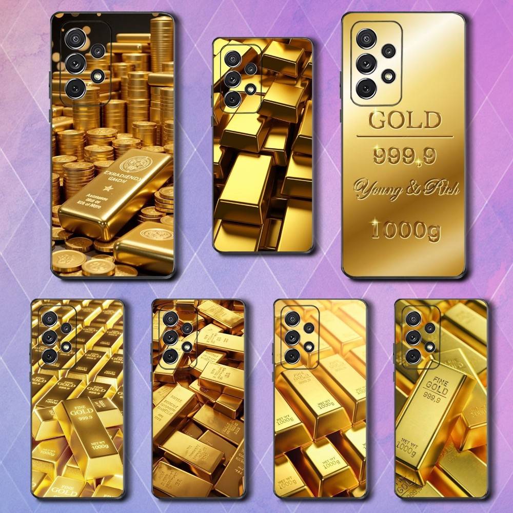 Cool Art Gold Precious Case For Samsung S22,S25,S24,S23,Ultra,FE,S20,S10,Plus,S21,S9,Lite,Soft Silicone Black