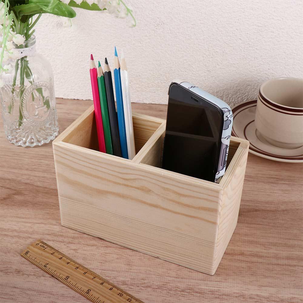 Container Pen Holders Stationery Organizer Desktop Storage Box Pen Holder 1/2 Grid Organizer