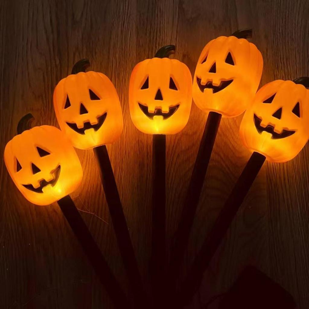 Solar Halloween Pumpkin Garden Stake Lights - Waterproof Outdoor Decorative String for Yard & Lawn