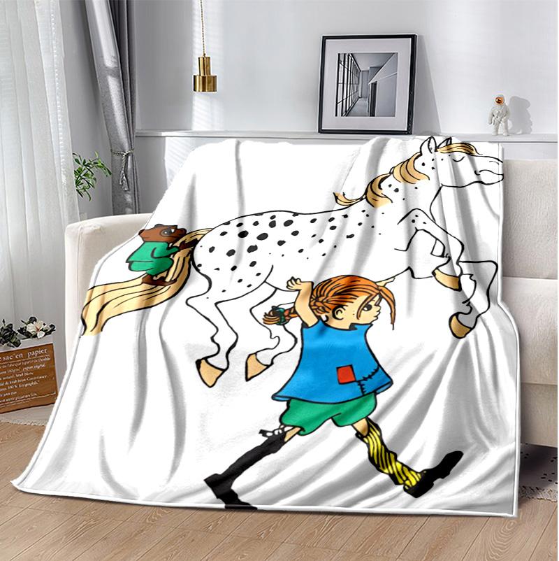 Pippi Coperta di Flanella Morbida Calda Coperta per Tutte le Stagioni, Design per Campeggio, Viaggio in Auto, Escursionismo Divano, Letto, Ufficio Regalo Perfetto per Feste