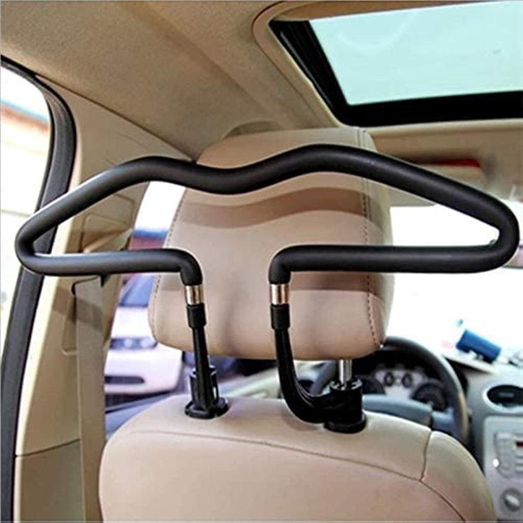 Car Seat Head Rest Hanger Holder Steel + Pu For Coat Suit Jacket Clothes Black