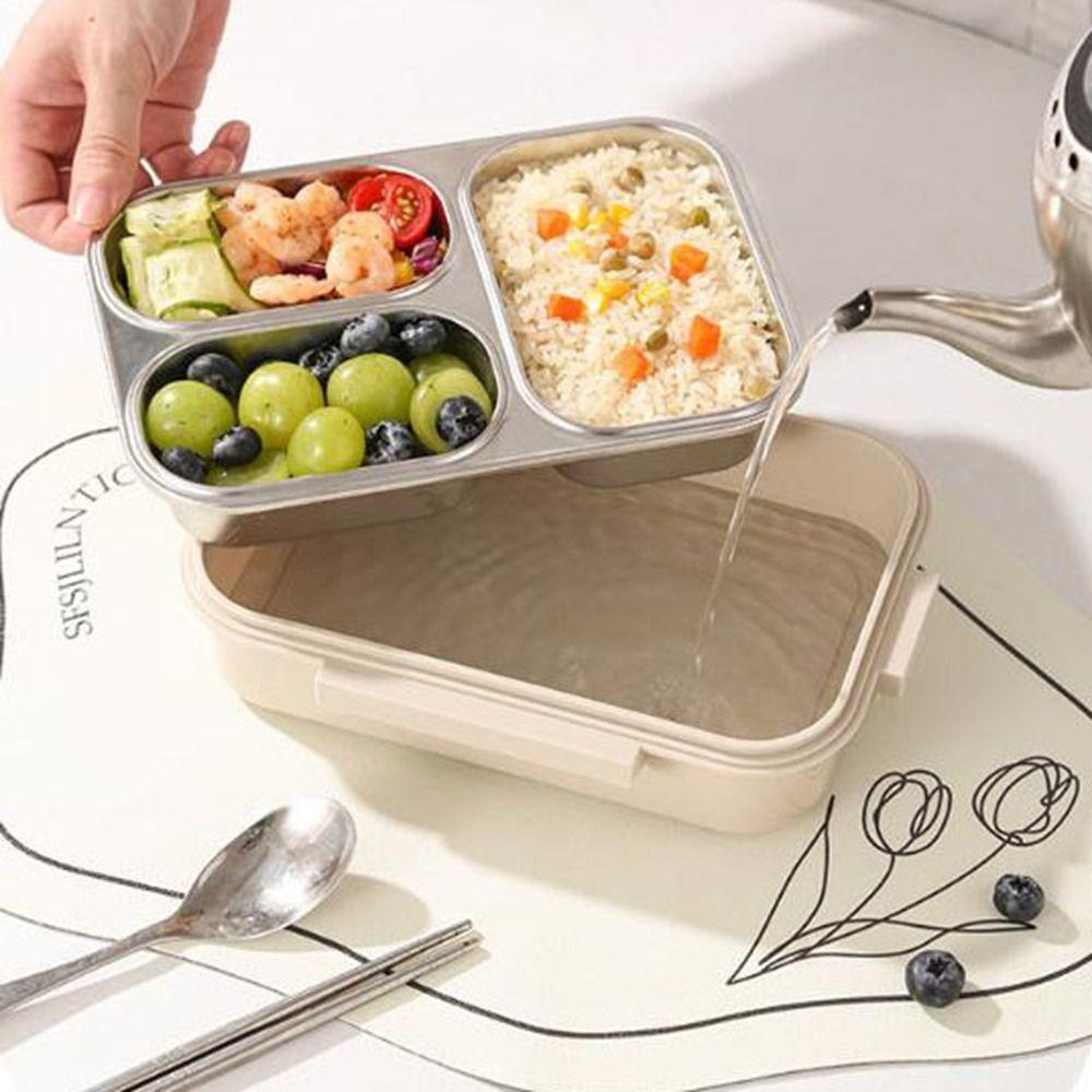 Sealed Stainless Steel Lunch Box Rectangle Rectangle Lunch Box 2/3 Gird Food Storage Box  Outdoor