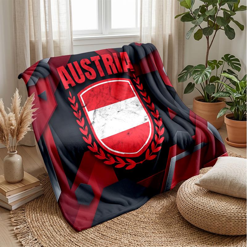 Austria Football Printed Flannel Blanket Skin Friendly Warm Decorative Throw for Indoor Couch Bed Daily Use