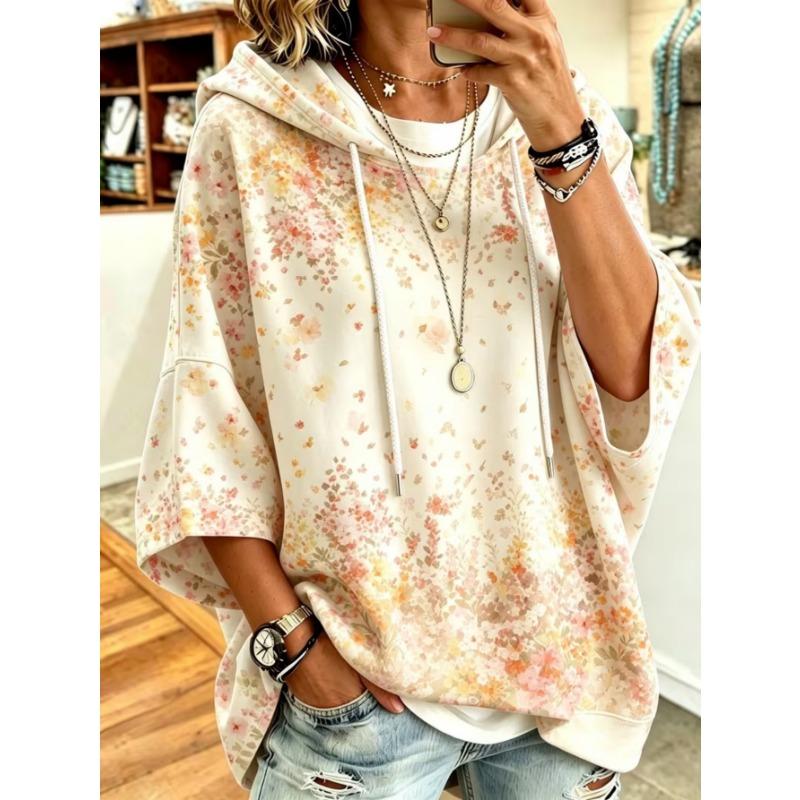 Damen Kapuzenpullover in Übergröße, Elegantes Bequemes Einfaches Muster Print, Modisch und Vielseitig