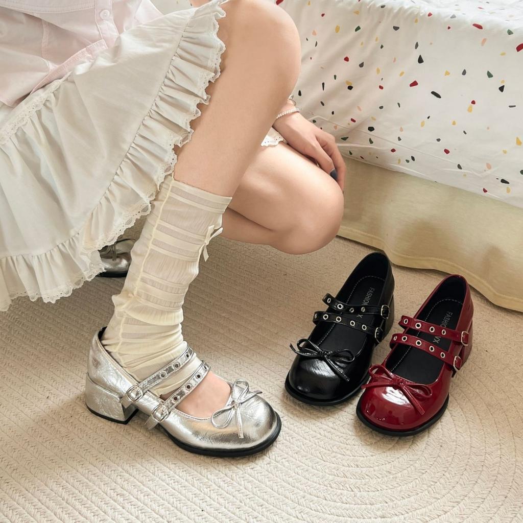 Thick Heel Soft Sole Not Tired Feet with Skirt Shallow Mouth Single Shoes Women's Summer New Casual Fashion Height Mary Jane
