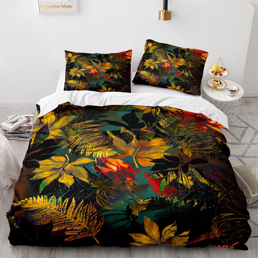 Green Forest King Queen Duvet Cover Fairy Cartoon Trees Elk Bedding Set For Adults Plant Animal 2/3pcs Polyester Comforter Cover
