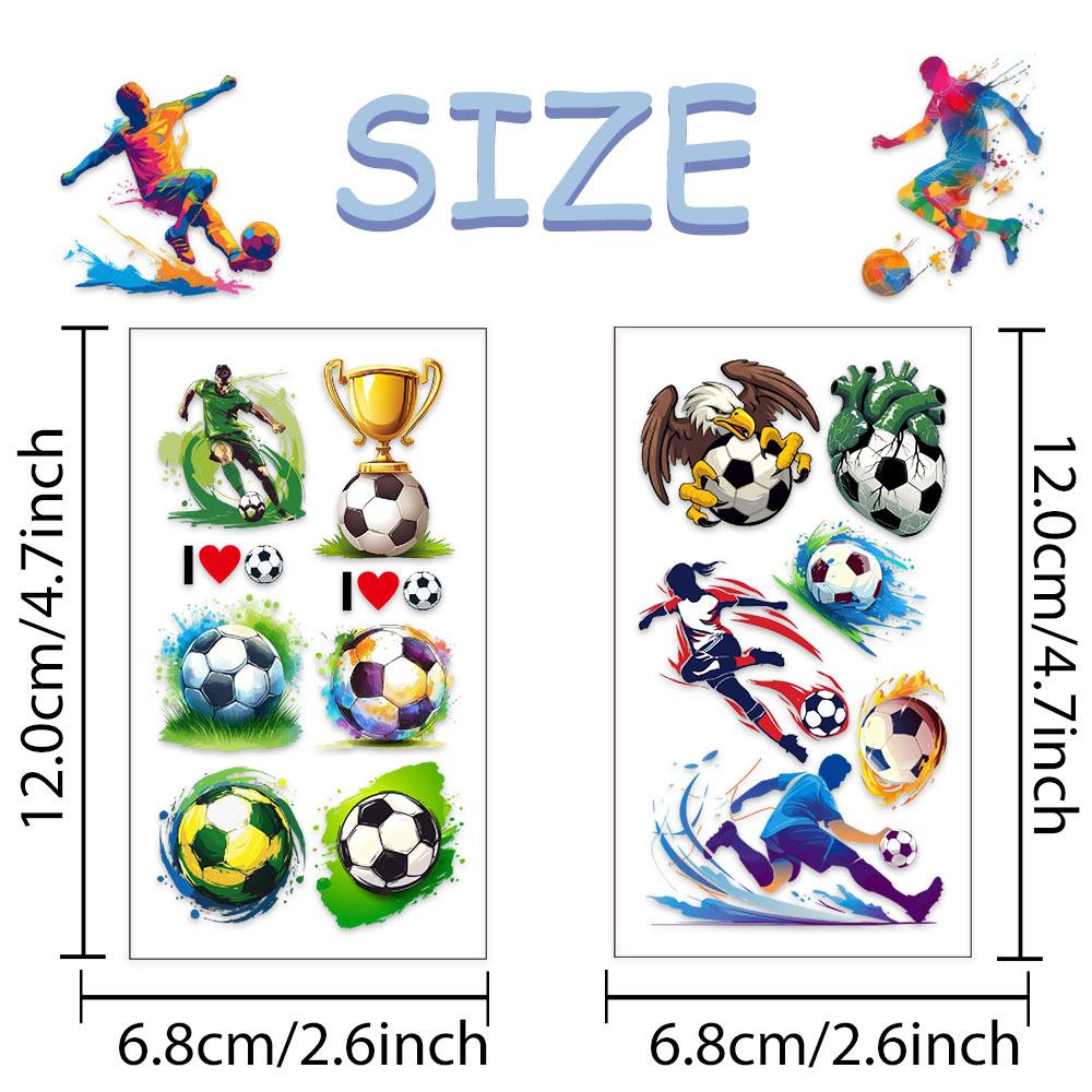 10Pcs/Set Football Sports Temporary Tattoo Stickers, Waterproof Soccer Fan Body Art Stickers For Party Holiday Gifts