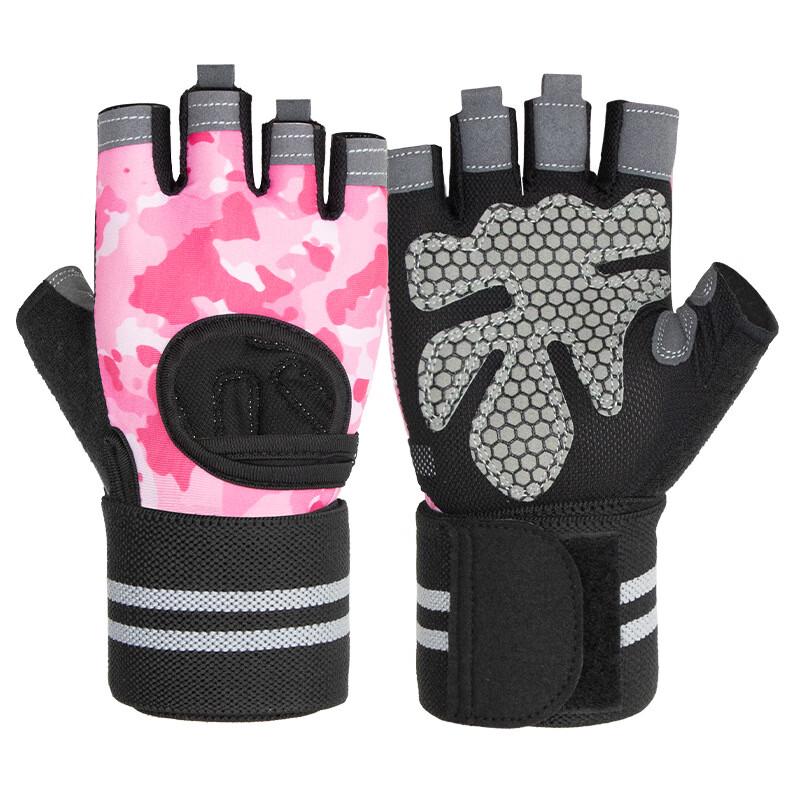 WEZHO Women's Half-Finger Fitness Gloves with Wrist Support