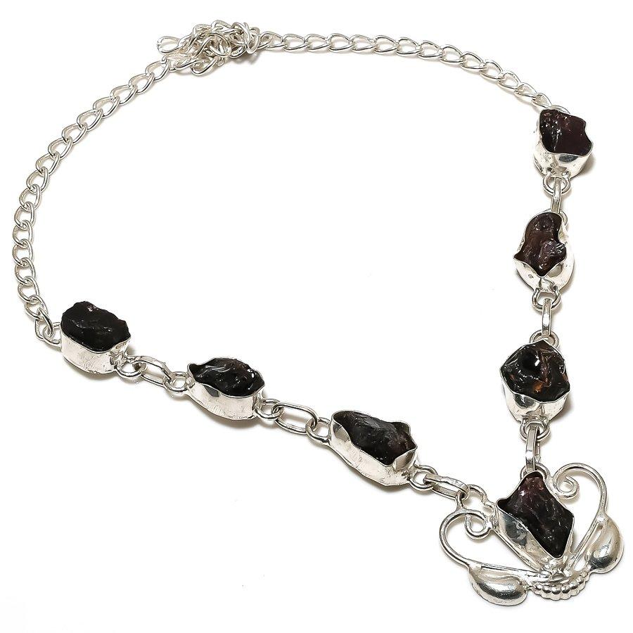 

Ожерелье из стерлингового серебра 925 пробы с натуральным розовым турмалином, грубый драгоценный камень, 18 дюймов, G1u58