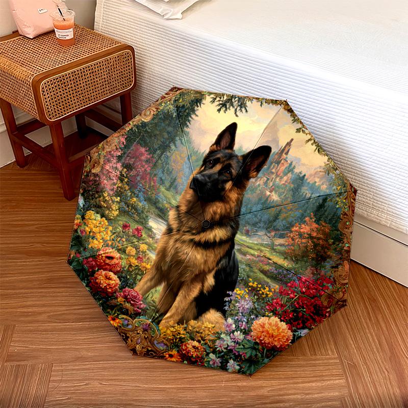 1 PC Automatic Folding Umbrella - German Shepherd Pattern, Portable & Foldable Design with 8 Ribs, Christmas Birthday Gifts