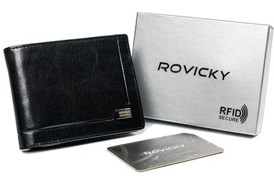Compact Black Wallet Made of High-quality Genuine Leather with RFID Protection - Rovicky