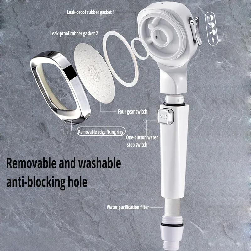 Soffione doccia ad alta pressione, risparmio idrico, 3 modalità, soffione doccia, spruzzatore per massaggio ad acqua regolabile, accessori per il bagno