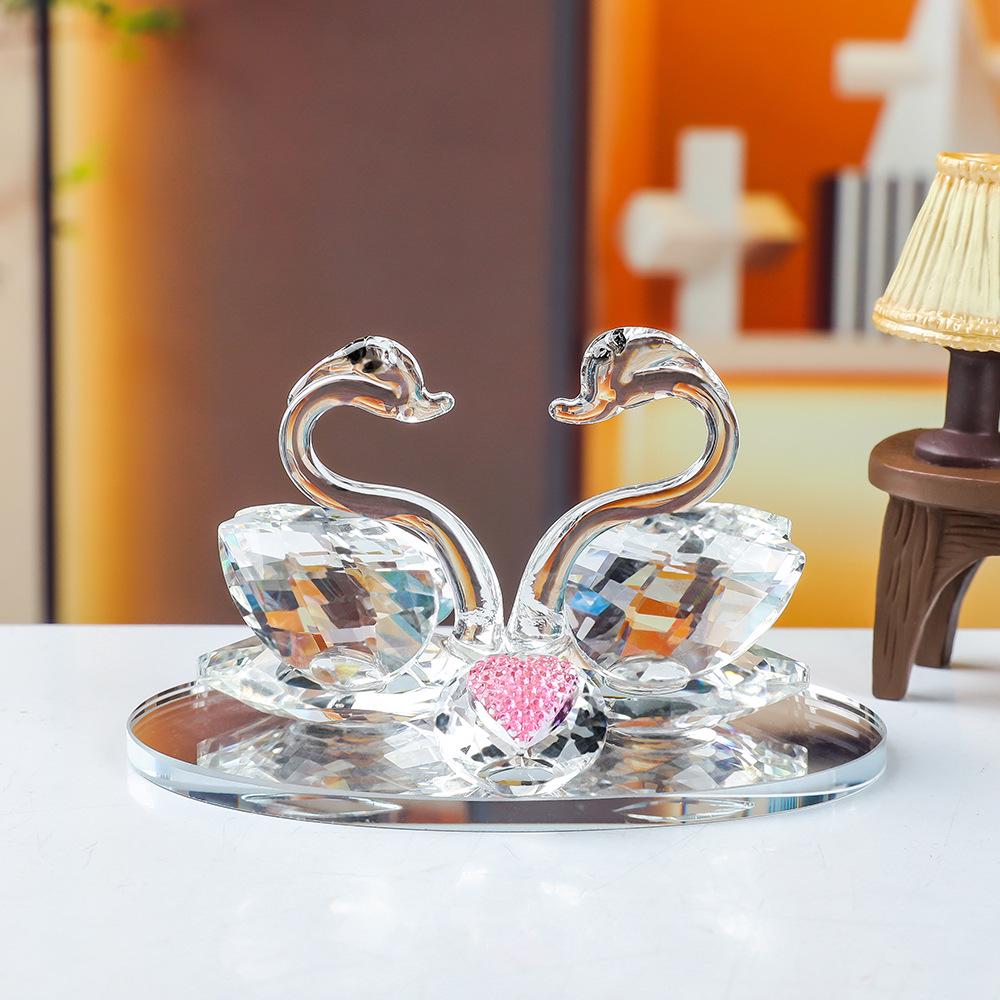 Elegant Crystal Swan Car Perfume Ornament - High-End Interior Accessory