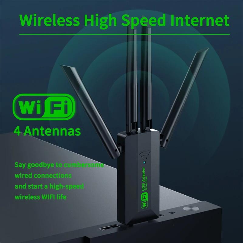 1200 Mbps WiFi USB Adaptörü Çift Bant 2.4G + 5 Ghz Wi-Fi Dongle 4 Anten 802.11AC USB3.0 Yüksek Hızlı Kablosuz Ağ Kartı wifi Alıcısı PC/Dizüstü Bilgisayar