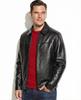 Men’s Classic Black Leather Jacket – Premium Zip-Up Casual Coat with Shirt Collar – Lightweight Genuine Leather