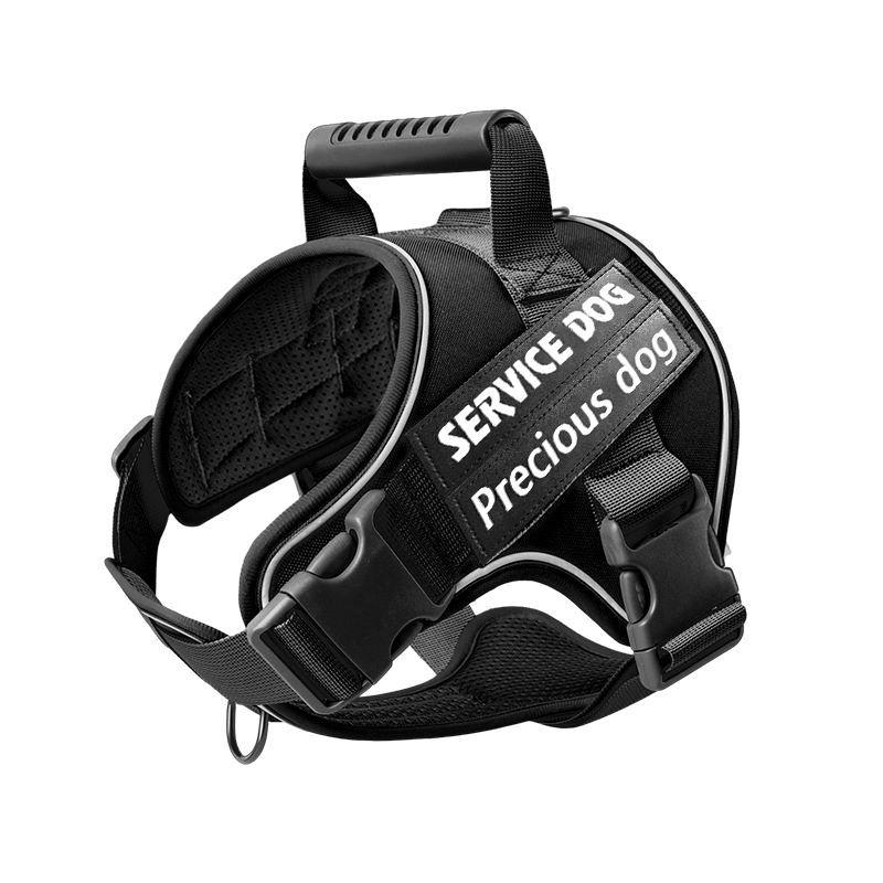 

Pet Supplies Tactical Vest Anti Breaking Loose Avoid Cutting into the Neck Dog Chest Strap Explosion-Proof Pet Multifunctional Towing Rope XS [4-7kg]] Black