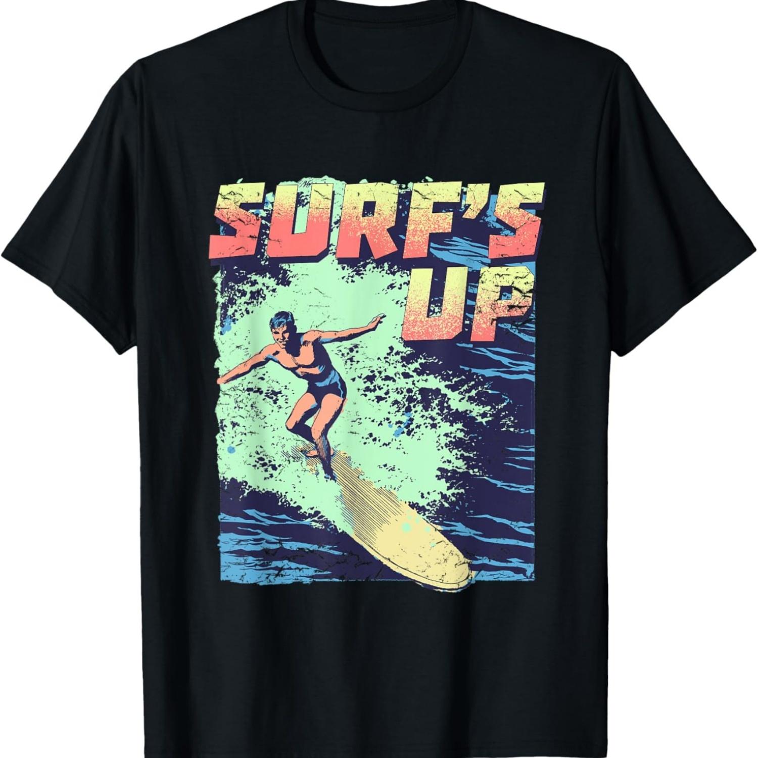 Surf Shirt Surf s Up, Surfer, Surfing Surf T-Shirt S чёрный