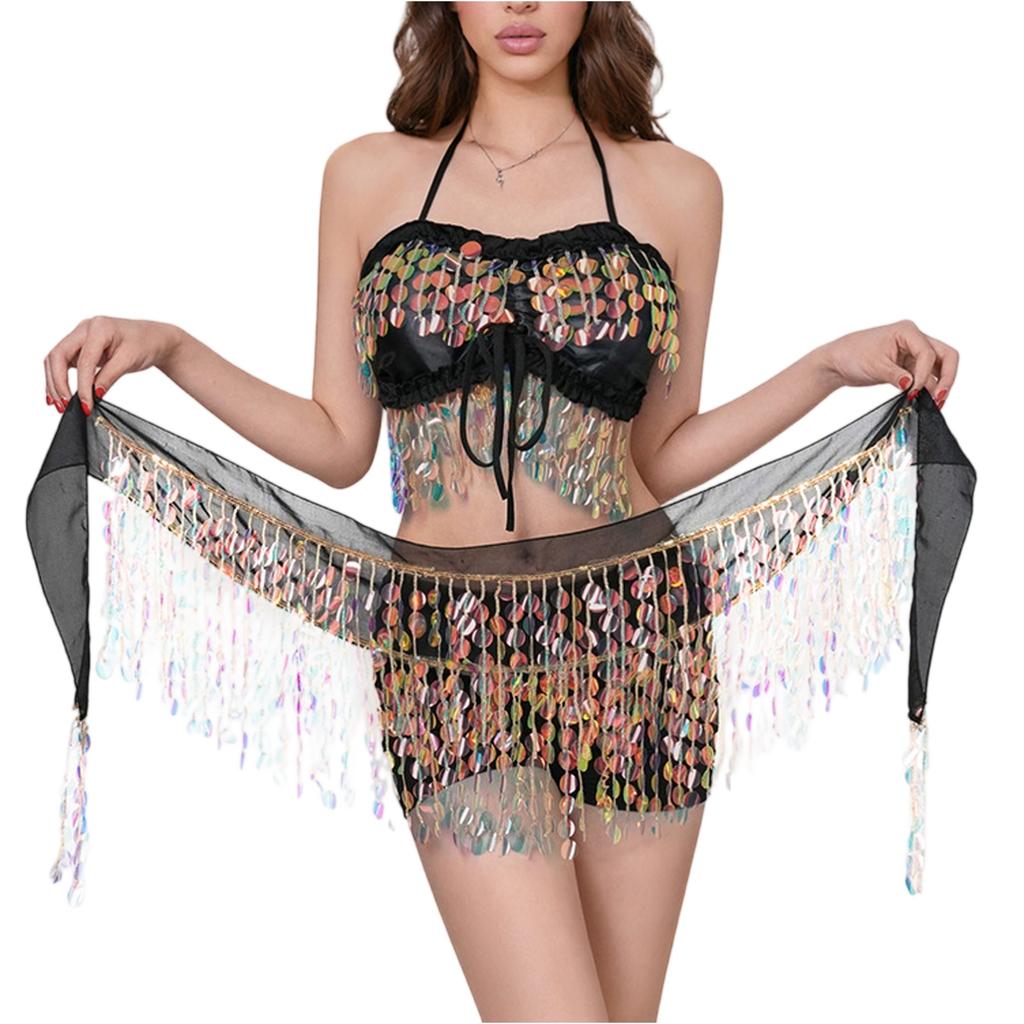 2 kusy, Podprsenka s flitrovanými střapci, Třásňový top, Sukně na břišní tanec, Karneval, Klub, Kostýmy