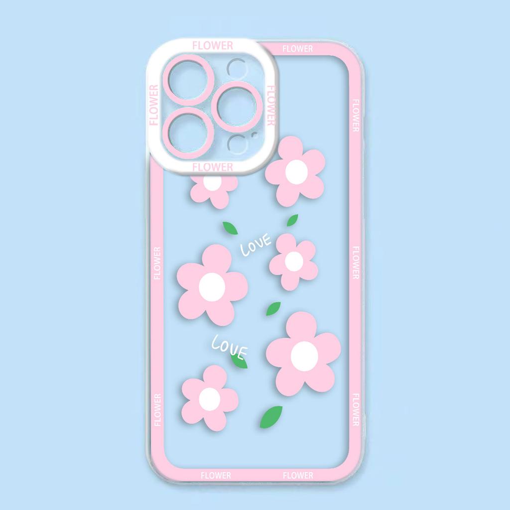Attractive Flowers Cover Clear Phone Case For iPhone Apple 17 AIR 16E 16 15 14 12 13 11 Pro Max Plus XR TPU DIY Shell Case Funda