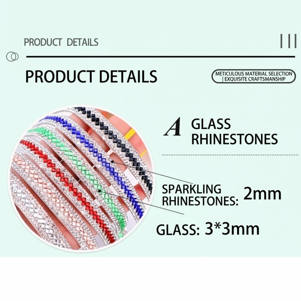 3 Yards Selbstklebendes Glas Strass Flexible Funkelnde Strass-Aufkleber DIY Dekoration Glänzender Strass-Streifen Schuhe Dekor
