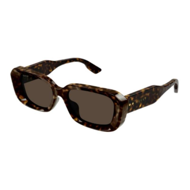 GUCCI Temple monogram Rectangular Sunglasses Women's Tortoiseshell