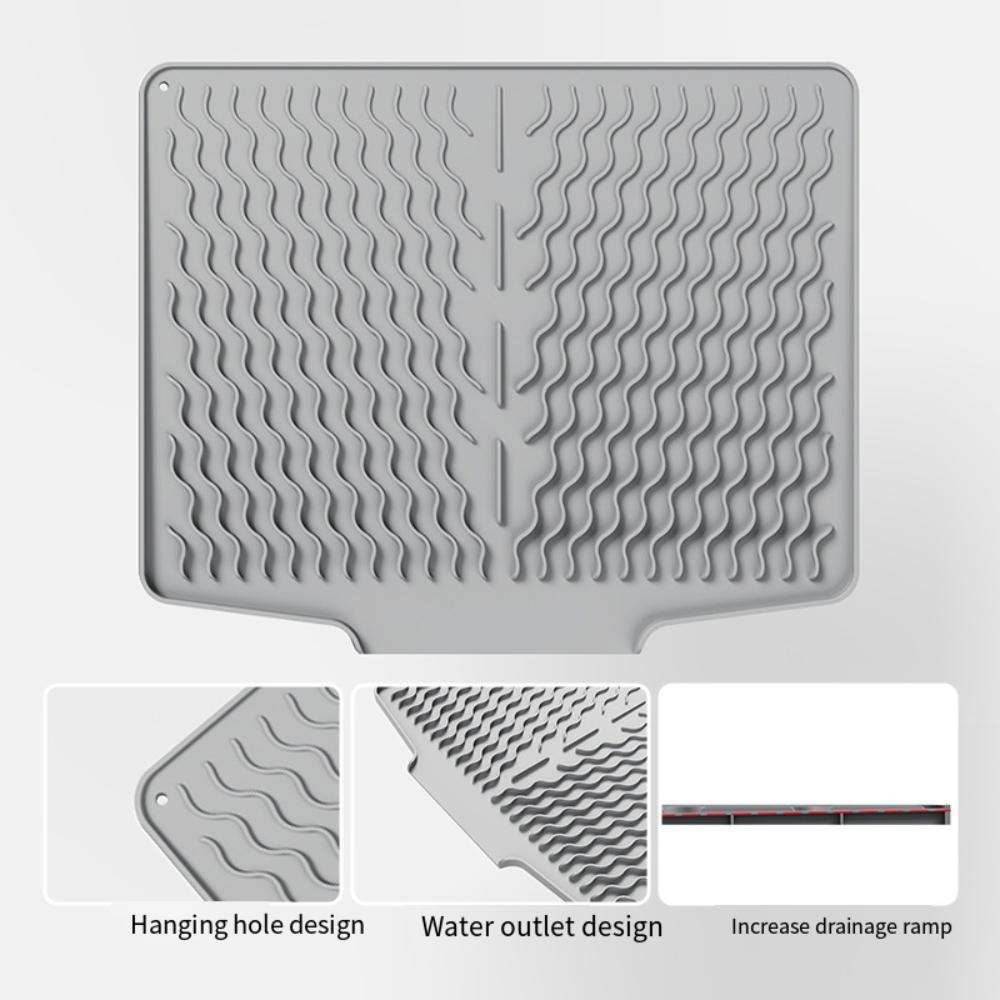 Large Silicone Dish Drying Mat Anti-scald Sink Mat Dish Rack Mat Folding Drainer Mat  Home