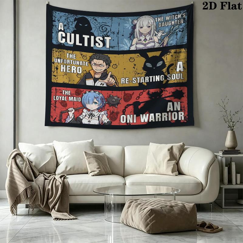 Re Zero Arazzo da Parete Appeso Estetico Coperta in Tessuto Stampato Arazzi Decorativi Per Camera da Letto Soggiorno Decorazioni per la Casa