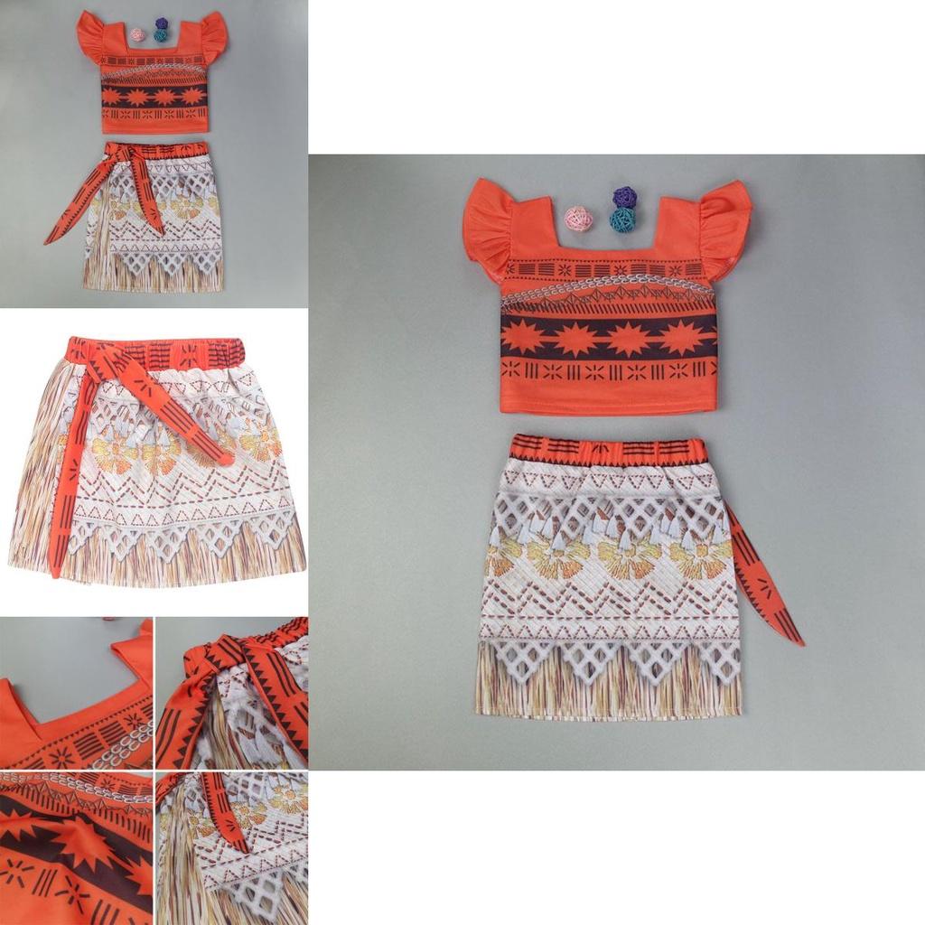 Enchanting Princess Moana Costume Outfit Bra Skirt Set For Little Girls Cosplay Adventure