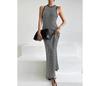 Patchwork Sleeveless Slim-Fit Knitted Dress