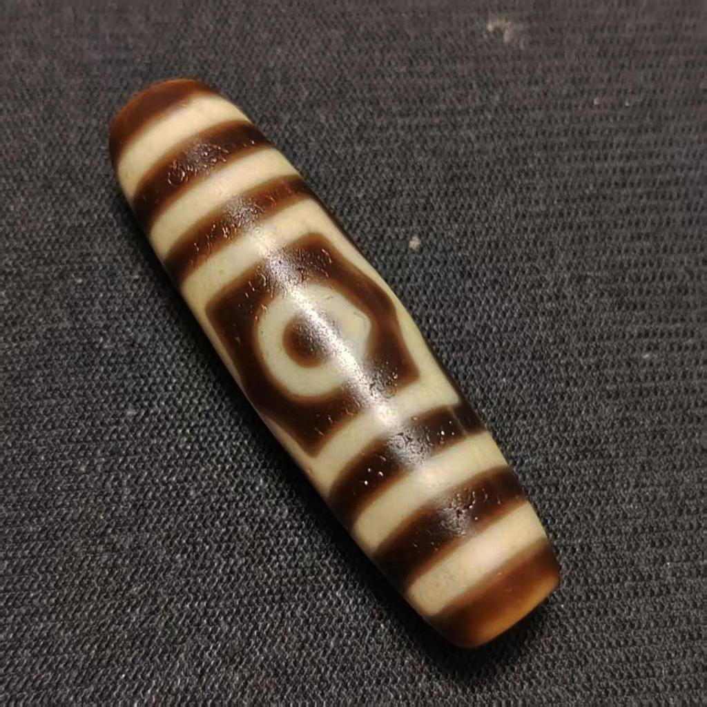 Premium 5A Oil Patina Weathered Agate Dzi Bead with 3 Eyes