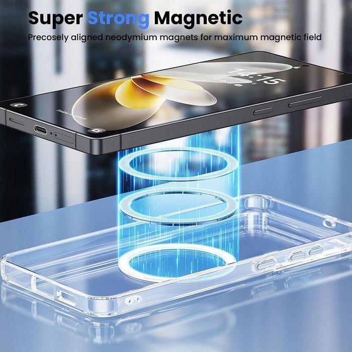 Coque pour Samsung Galaxy S23, Antichoc Transparente avec Cercle Magnétique - 2 Verres Trempés