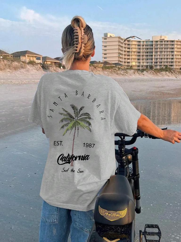 100 Cotton Women Tshirt Galafonia Coconut Palm Printed Tee Shirt Summer Comfortable Loose Tops Street Fashion Female Clothes