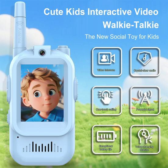 2Pcs Kids Video Intercom Video And Rechargeable Walkie Talkies Audio Chat with Live Outdoor Communication Device