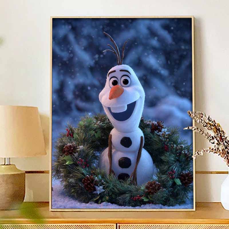 Disney Diamond Painting Kit Olaf Christmas Wreath Hand Embroidery 5D DIY Diamond Art Home Decor Creative Handicrafts Gift For Fans