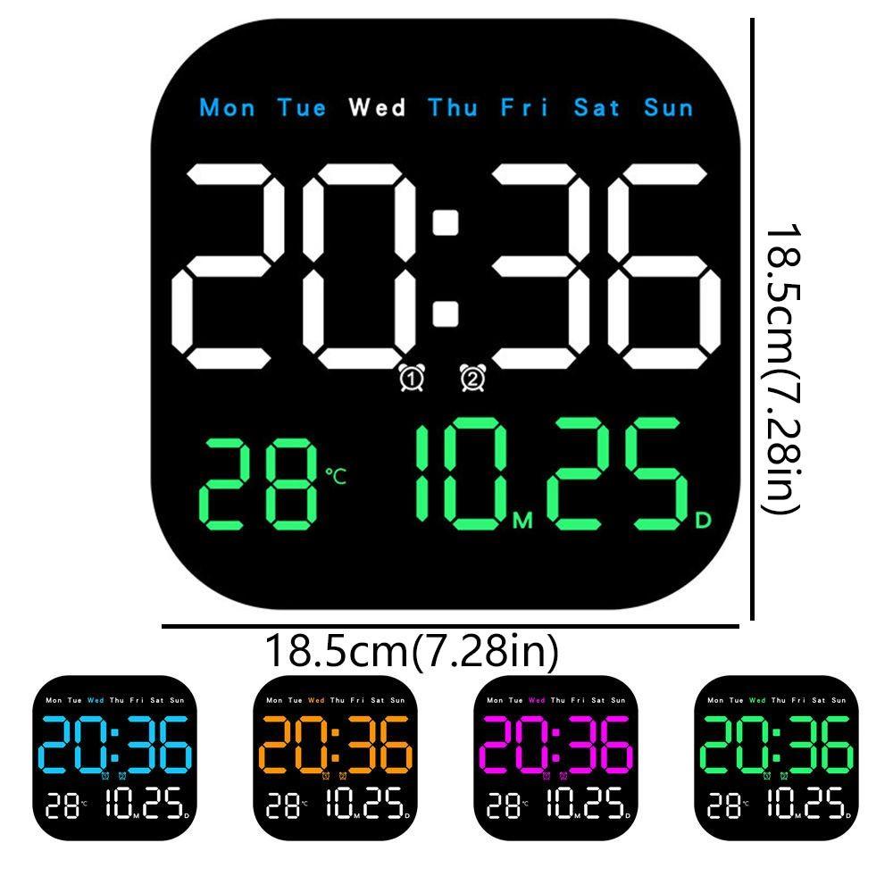 Large Display Digital Wall Clock Temperature Display Date Display Electronic Table Clock 12/24H Format Brightness Adjustment