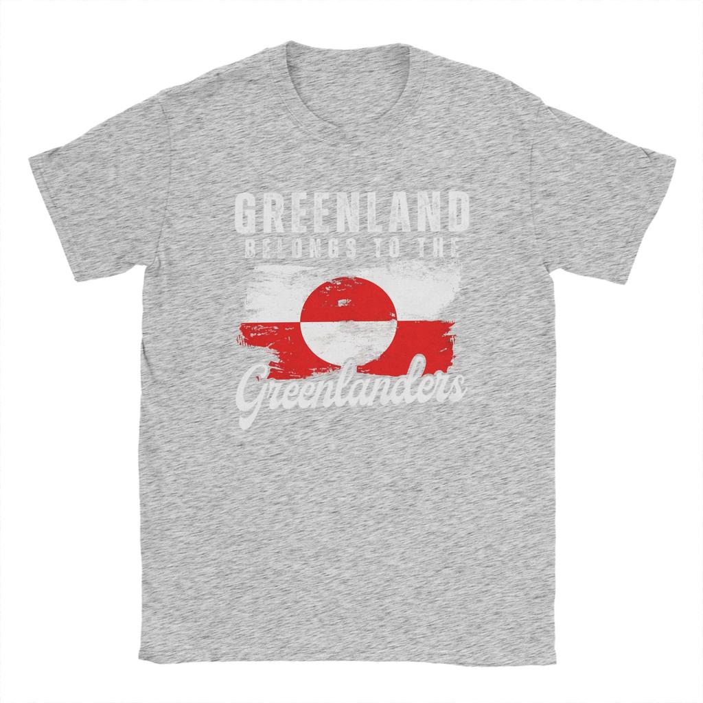 Mens Greenland Flag  T Shirt  Pure Cotton Clothes Funny Short Sleeve Crewneck Tees Original TShirt