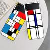 TOPLBPCS Mondrian Grid Phone Case For Samsung Z Flip 7 6 5G Galaxy Z Flip 5 4 3 Black Hard Cell Cover Luxury PC Shell Coque