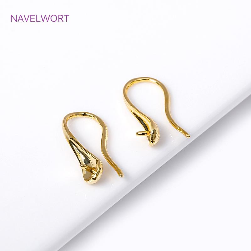 18K Gold Plated Brass Earring Hooks For Jewelry Making,Earwire,Earrings Hook Wire Mounting,DIY Earrings Making Accessories