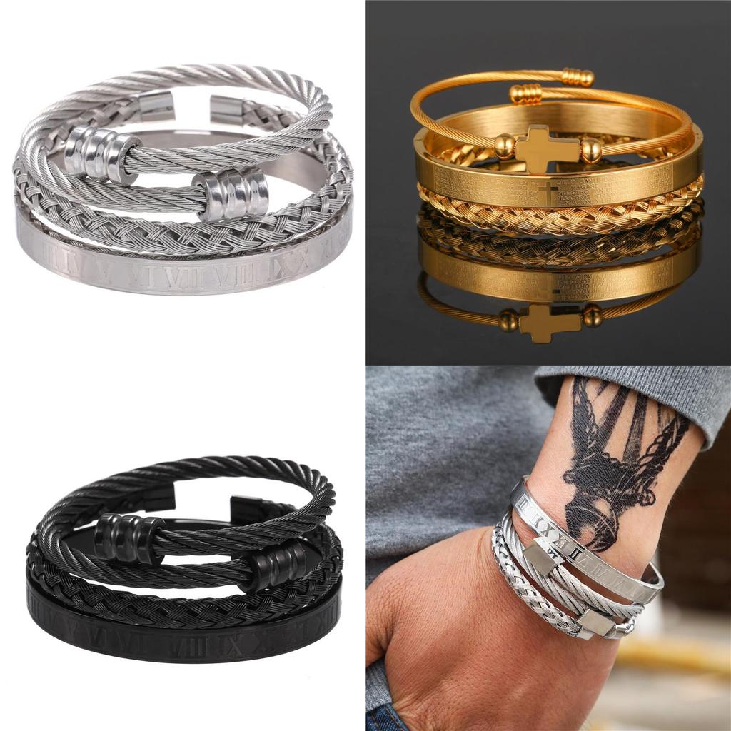 Geometrisches Offenes Armreif aus Titanstahl für Herren und Damen Trendiger Schmuck Geschenk für Reisen