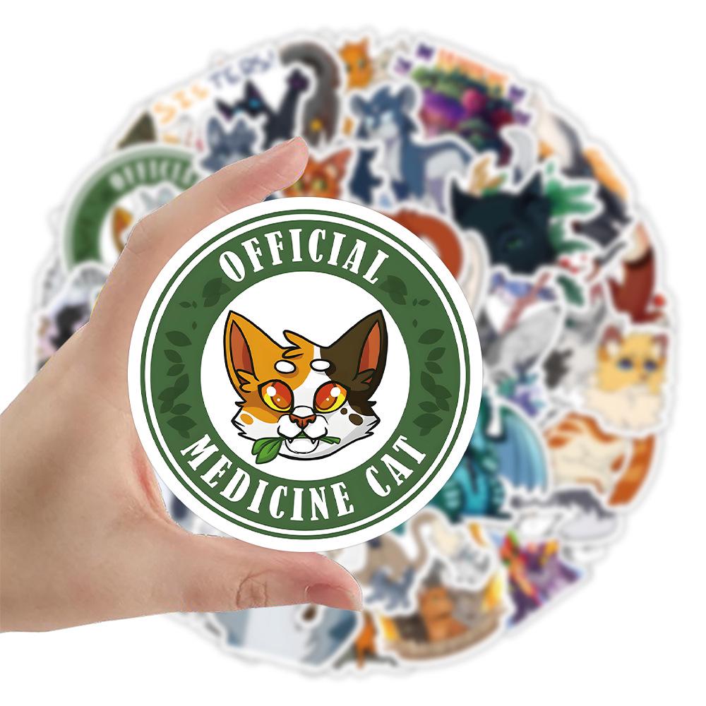 50 Cat Warrior Waterproof Graffiti Stickers for DIY Notebooks and Suitcases - 50 Sheets
