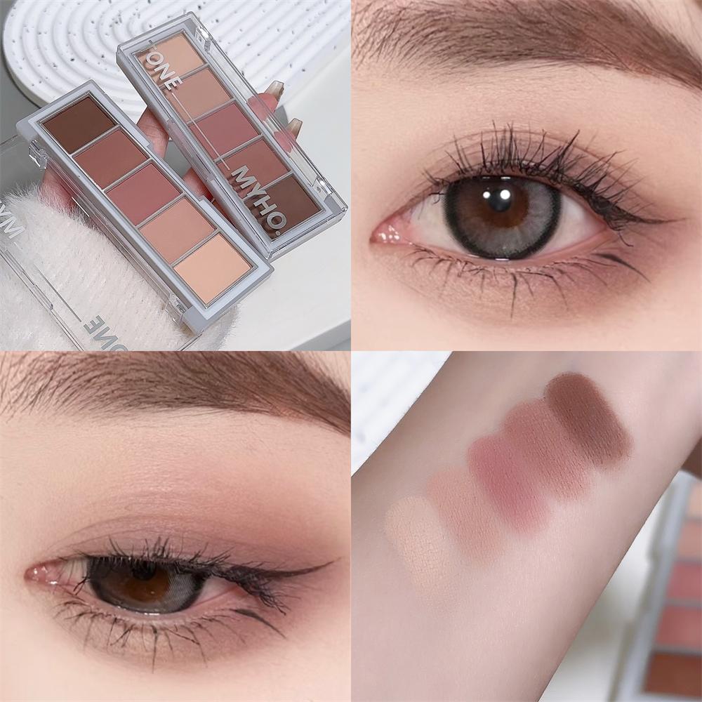 MYHO Korean Five- Eyeshadow Palette Full Matte Brown Facial Contour Eye Shadow Portable Eye Makeup Pigment Eyeshadow Tray