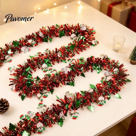 Gift Wrapping Ribbon Christmas Snowflake Tinsel Garland, 200cm Light Blue Purple Foil Wired Ribbons Strip for Tree Staircase Window, Holiday
