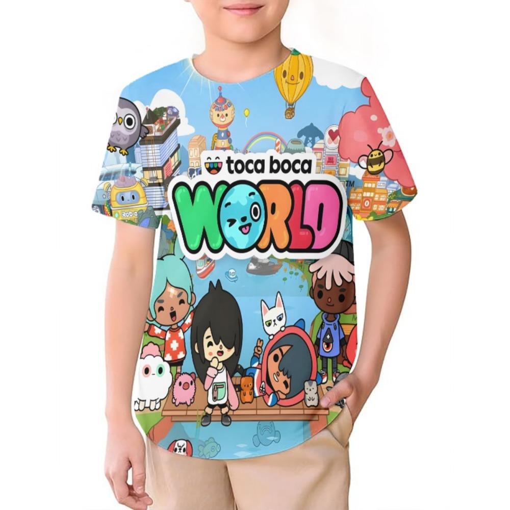 Cartoon Print Toca Life World T-Shirt Casual Game Kids High Quality T Shirts Fashion Childrens Clothing 3D Cartoon Print Tees Boys girls clothes Tops